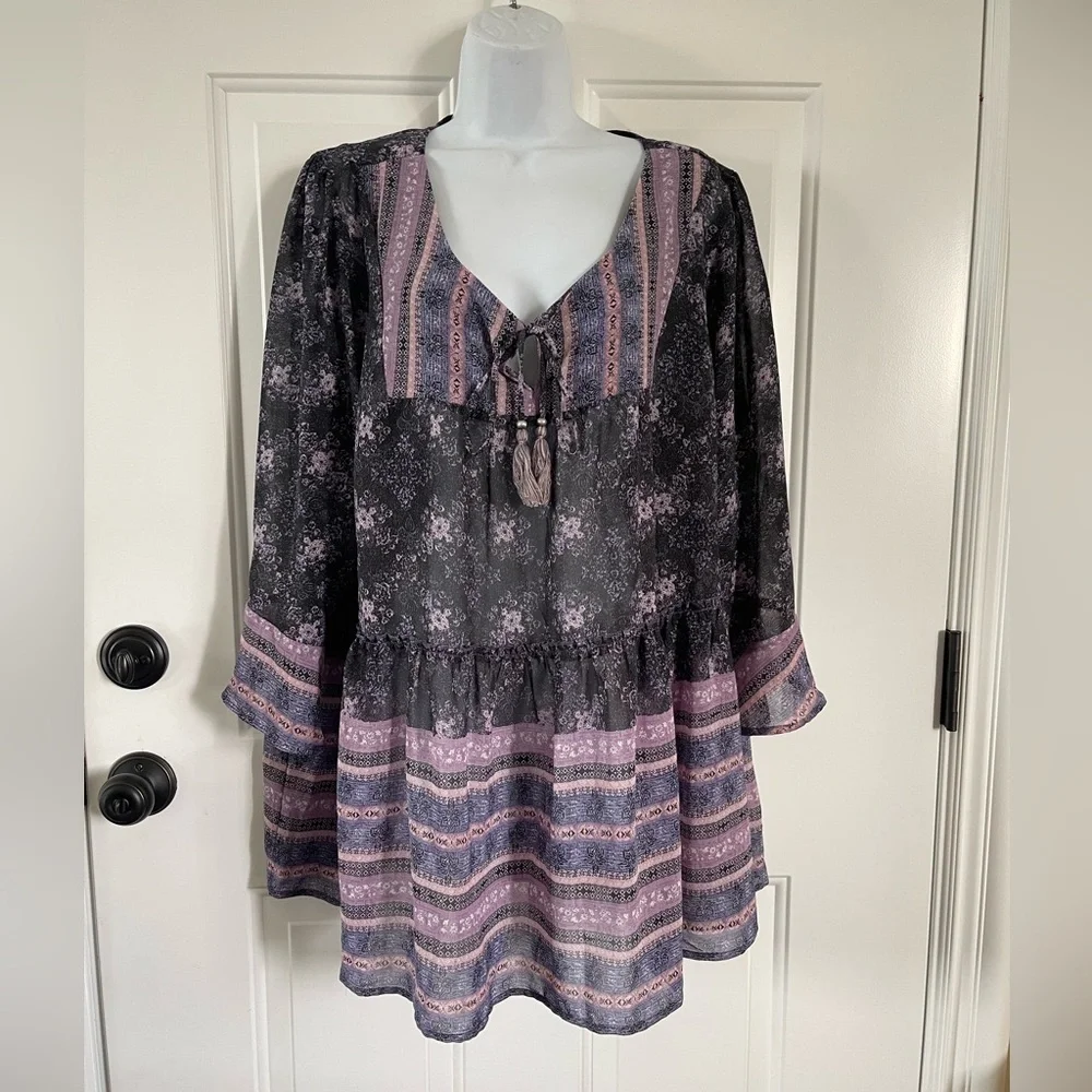 Lane Bryant bohemian printed long sleeve blouse 18/20